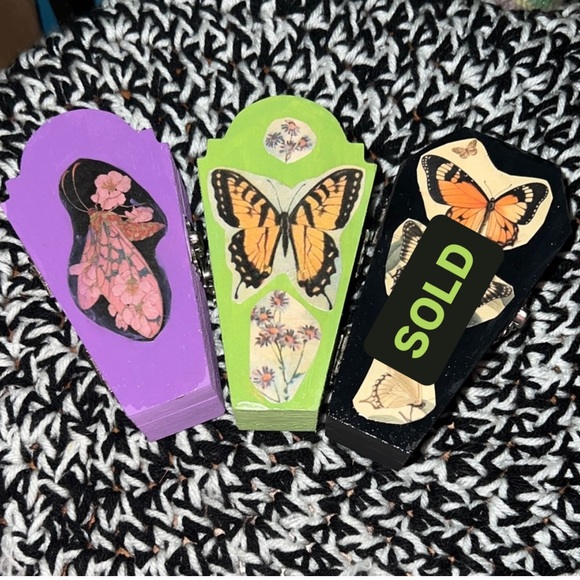 handpainted Other - Butterfly Design Decorative Accents - Purple, Green (black sold)